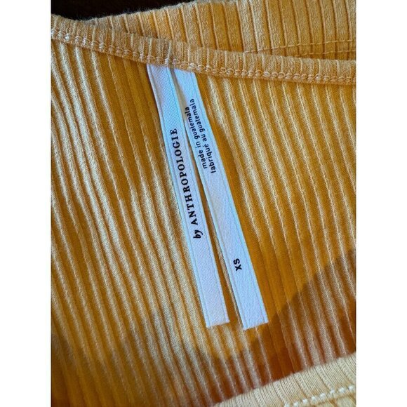 Anthropologie Shirt Women Extra Small Yellow Ribbed‎ Knit One Shoulder Tank Top - Picture 9 of 11